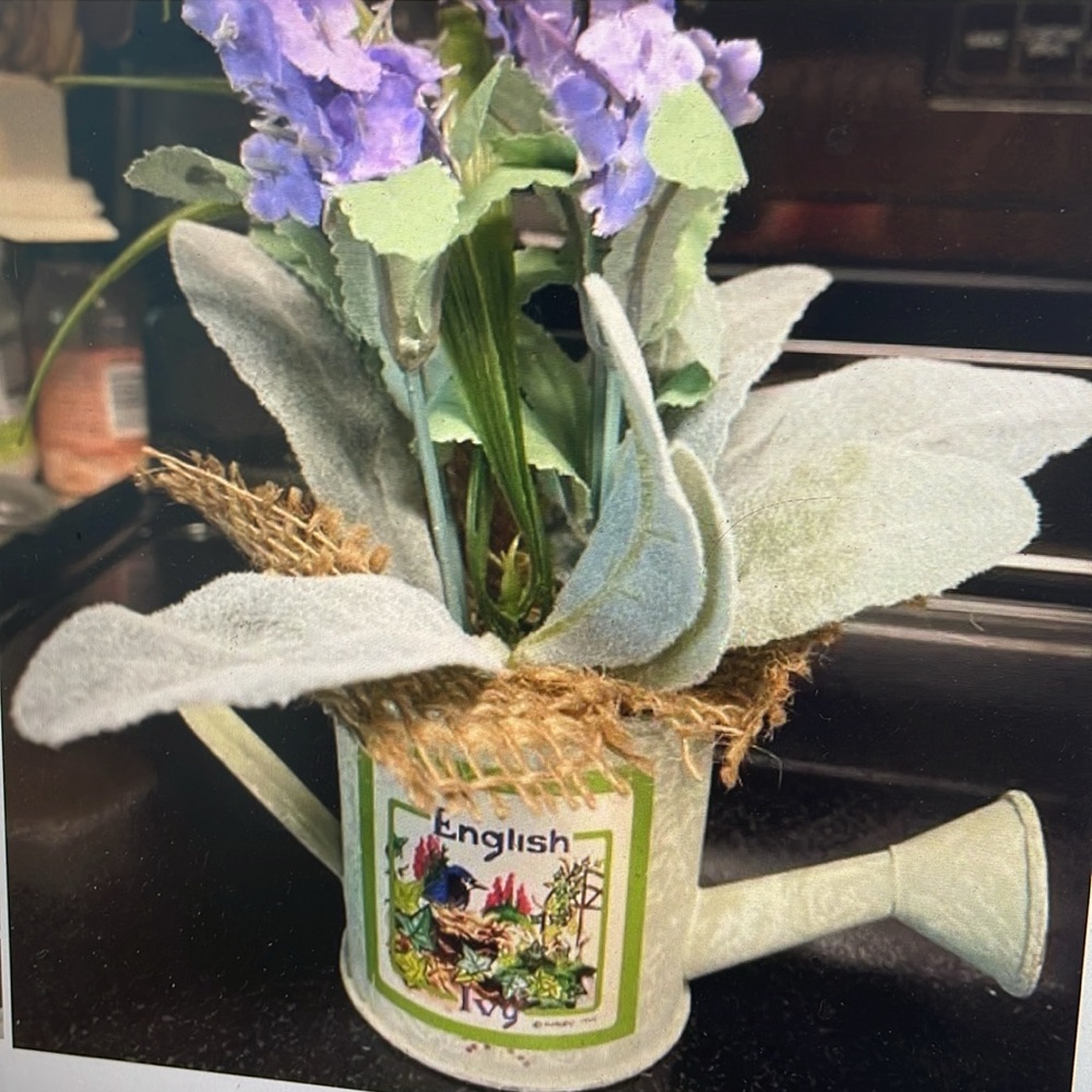 MINI Metal Pitcher/watercan Violet floral